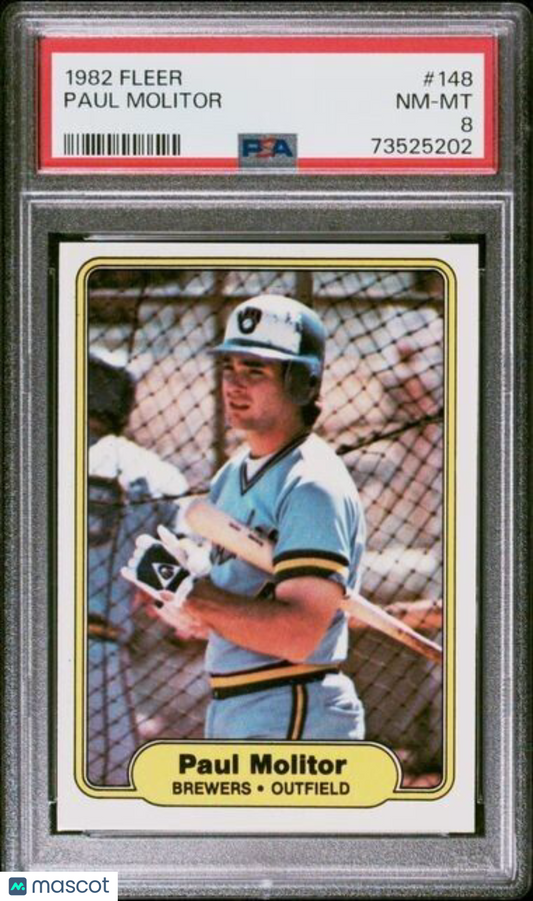 1982 Fleer Paul Molitor Baseball Card #148 PSA 8 NM-MT