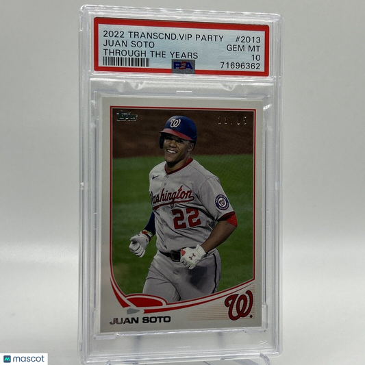 2022 Topps Transcendent VIP Party Juan Soto Baseball Card #2013 PSA 10 23/95