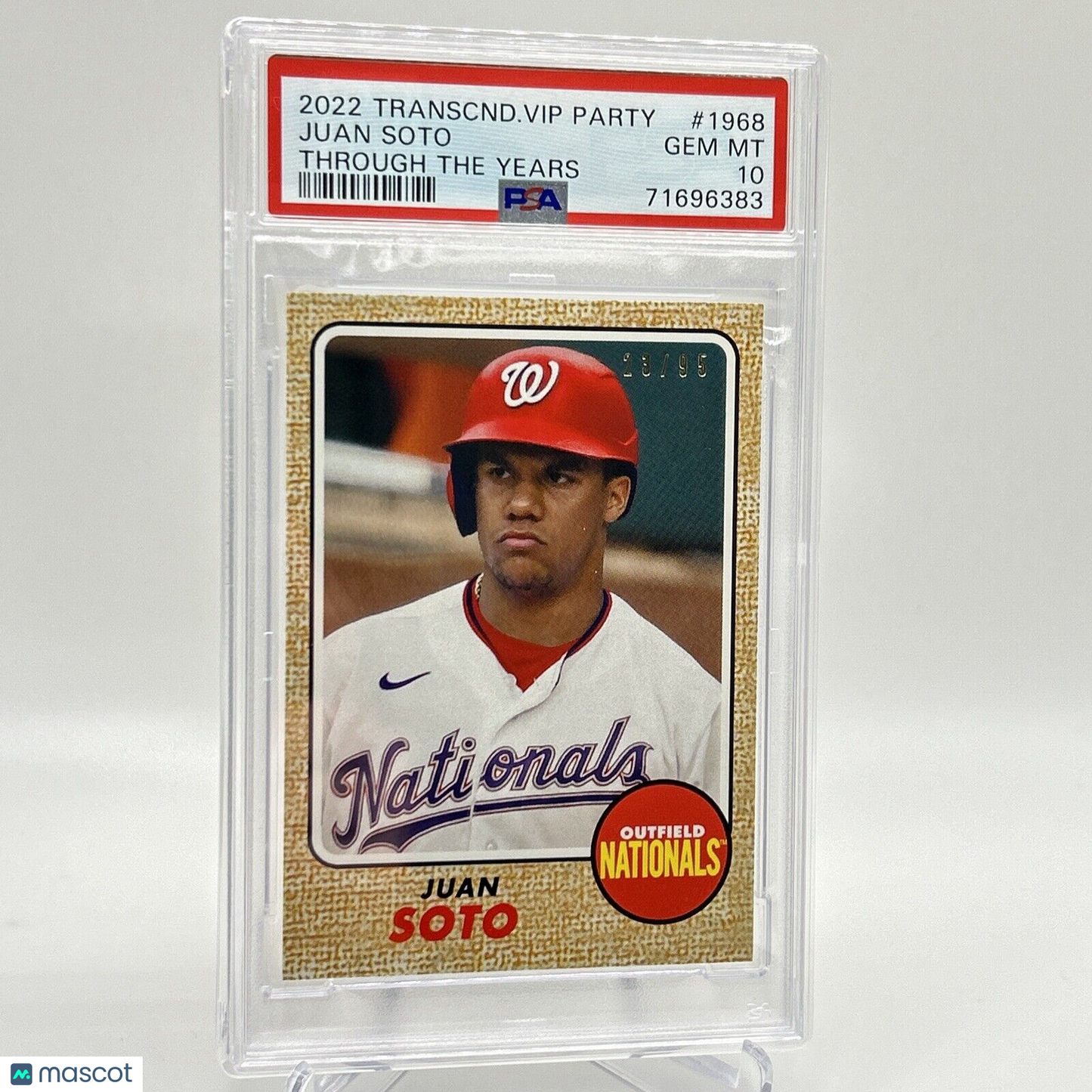 2022 Topps Transcendent VIP Party Juan Soto Baseball Card #1968 PSA 10 23/95