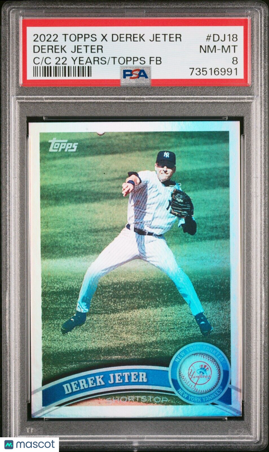 2022 Topps x Derek Jeter 22 Years of Topps FOILBOARD Derek Jeter Card DJ18 PSA 8