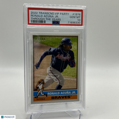2022 Topps Transcendent VIP Party Ronald Acuna Jr. Card #1976 PSA 10 23/95