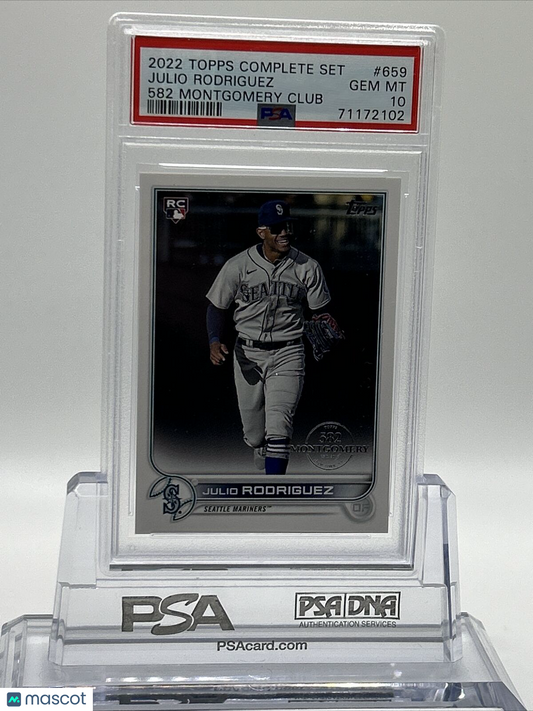 2022 Topps 582 Montgomery Club Julio Rodriguez Rookie Baseball Card #659 PSA 10
