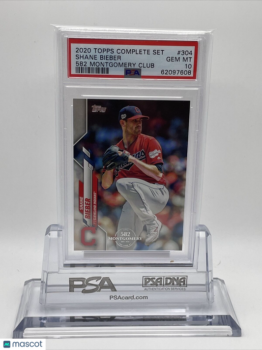 2020 Topps 582 Montgomery Club Set Shane Bieber Baseball Card #304 PSA 10