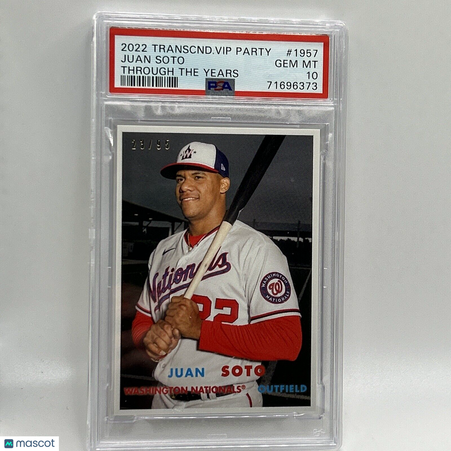 2022 Topps Transcendent VIP Party Juan Soto Baseball Card #1957 PSA 10 23/95