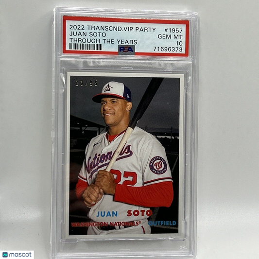 2022 Topps Transcendent VIP Party Juan Soto Baseball Card #1957 PSA 10 23/95