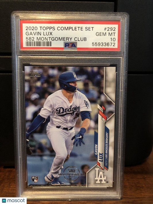 2020 Topps 582 Montgomery Club Set Gavin Lux Rookie Card #292 PSA 10