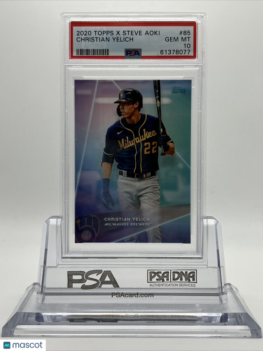 2020 Topps X Steve Aoki Christian Yelich Baseball Card #85 PSA 10