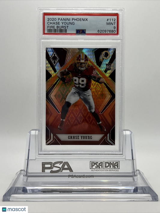 2020 Panini Phoenix Fire Burst Chase Young Rookie Football Card #112 PSA 9
