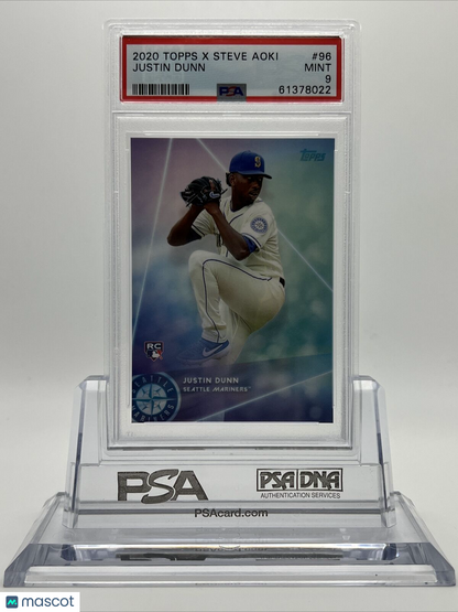 2020 Topps X Steve Aoki Justin Dunn Rookie Baseball Card #96 PSA 9