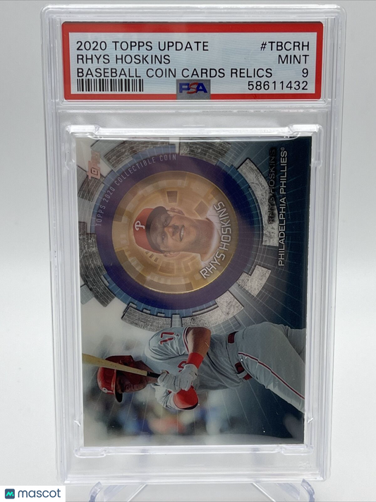 2020 Topps Update Coin Cards Relics Rhys Hoskins Baseball Card #TBCRH PSA 9