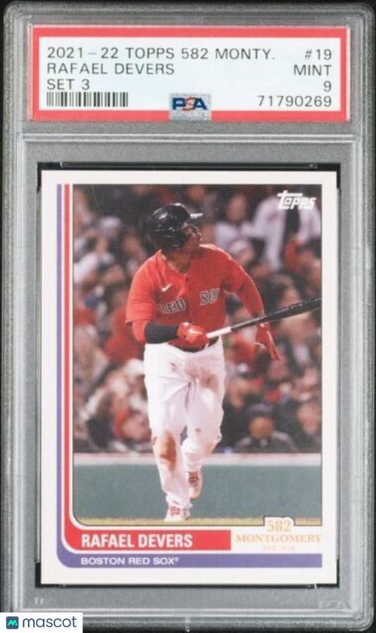 2021-22 Topps 582 Montgomery Club Set 3 Rafael Devers Baseball Card #19 PSA 9