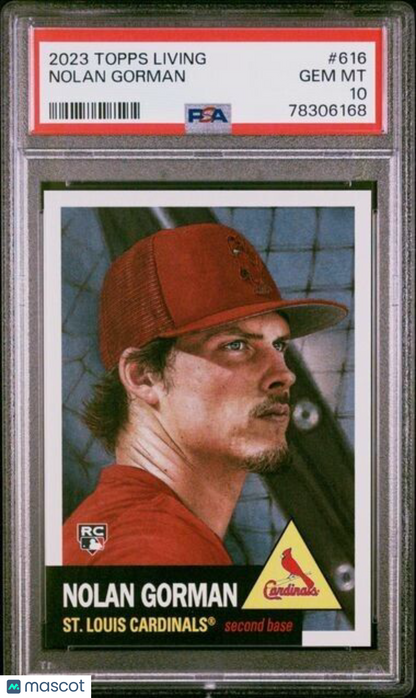2023 Topps Living Set Nolan Gorman Rookie Baseball Card #616 PSA 10 Gem Mint