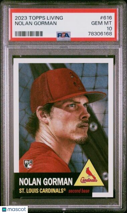 2023 Topps Living Set Nolan Gorman Rookie Baseball Card #616 PSA 10 Gem Mint