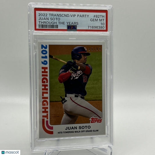 2022 Topps Transcendent VIP Party Juan Soto Baseball Card #82TH PSA 10 35/95