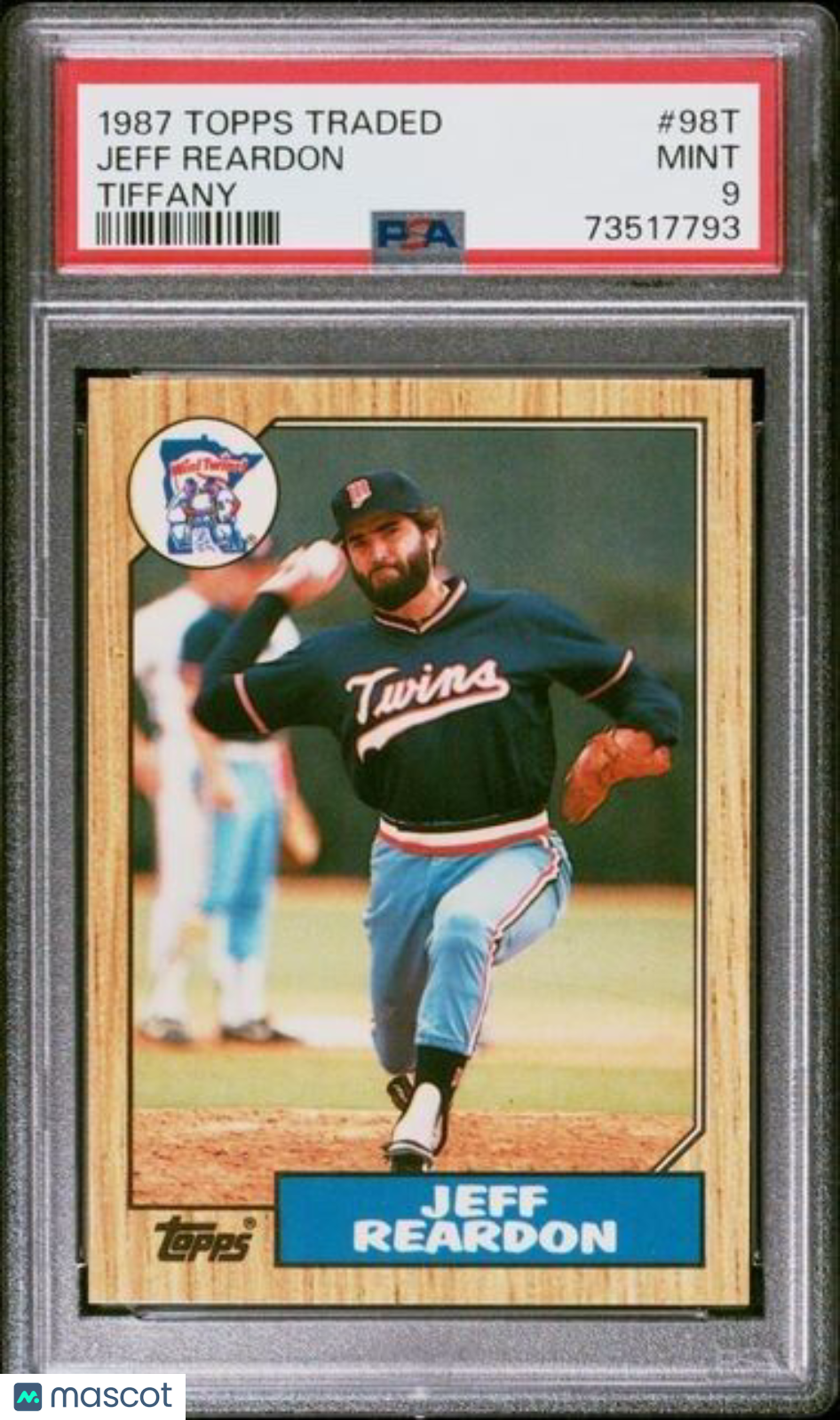 1987 Topps Traded TIFFANY Jeff Reardon Baseball Card #98T PSA 9 Mint