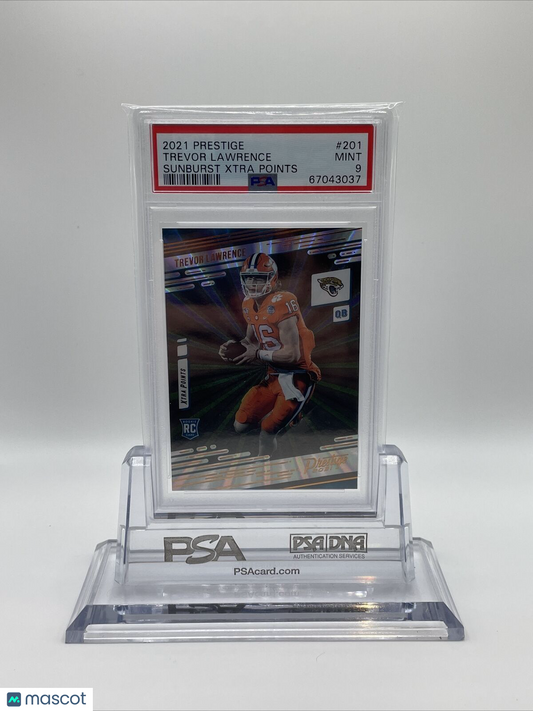 2021 Prestige SUNBURST XTRA Trevor Lawrence Rookie Football Card #201 PSA 9 Mint