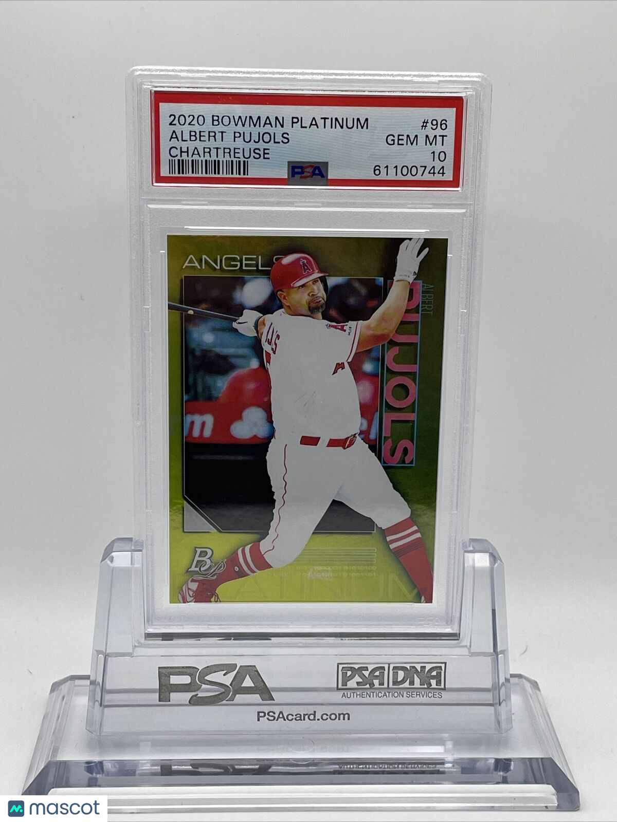 2020 Bowman Platinum Chartreuse Albert Pujols Baseball Card #96 PSA 10
