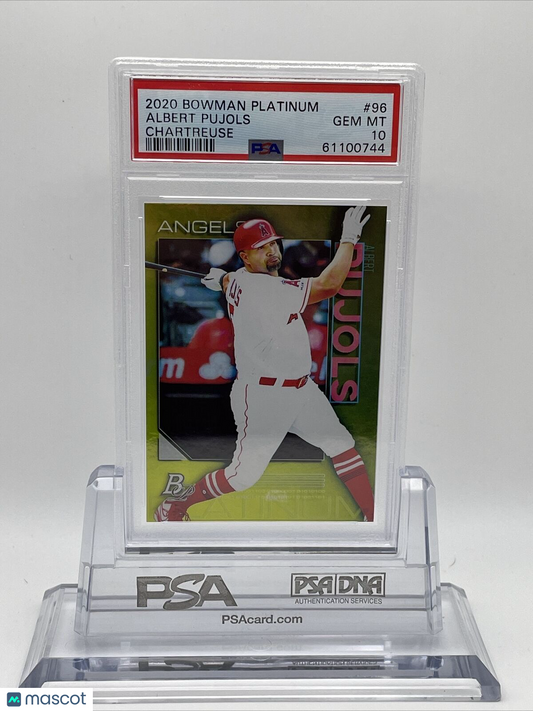 2020 Bowman Platinum Chartreuse Albert Pujols Baseball Card #96 PSA 10