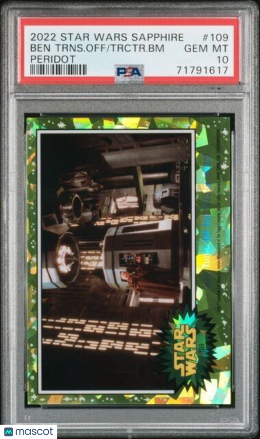 2022 Topps Star Wars Sapphire PERIDOT Ben Turns Off the Tractor Beam #109 PSA 10