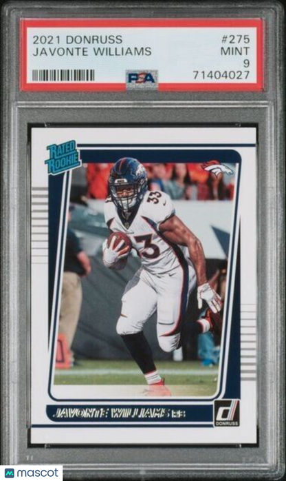 2021 Panini Donruss Javonte Williams Rookie Football Card #275 PSA 9 Mint