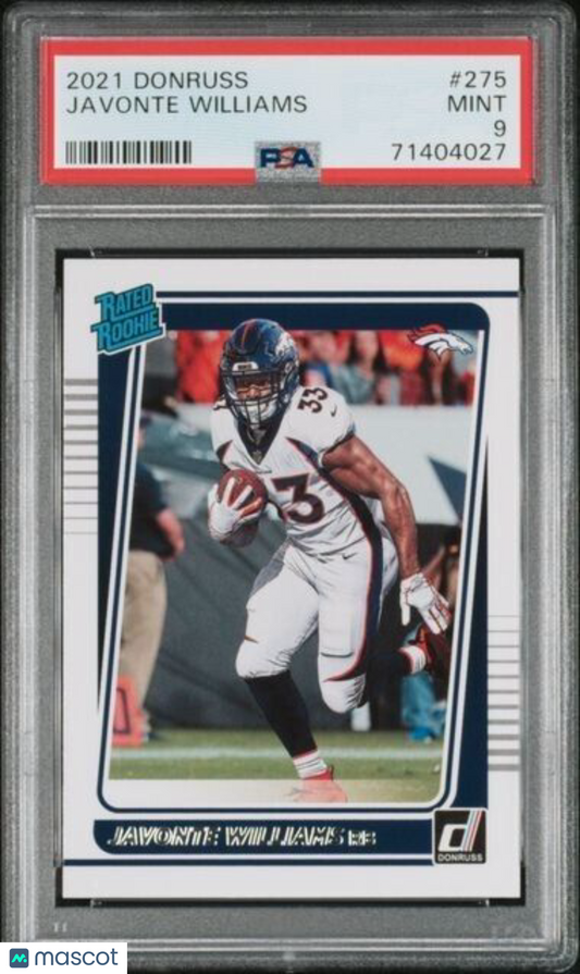 2021 Panini Donruss Javonte Williams Rookie Football Card #275 PSA 9 Mint