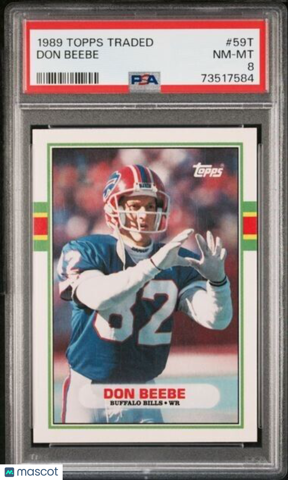 1989 Topps Traded Don Beebe Rookie Football Card #59T PSA 8 NM-MT