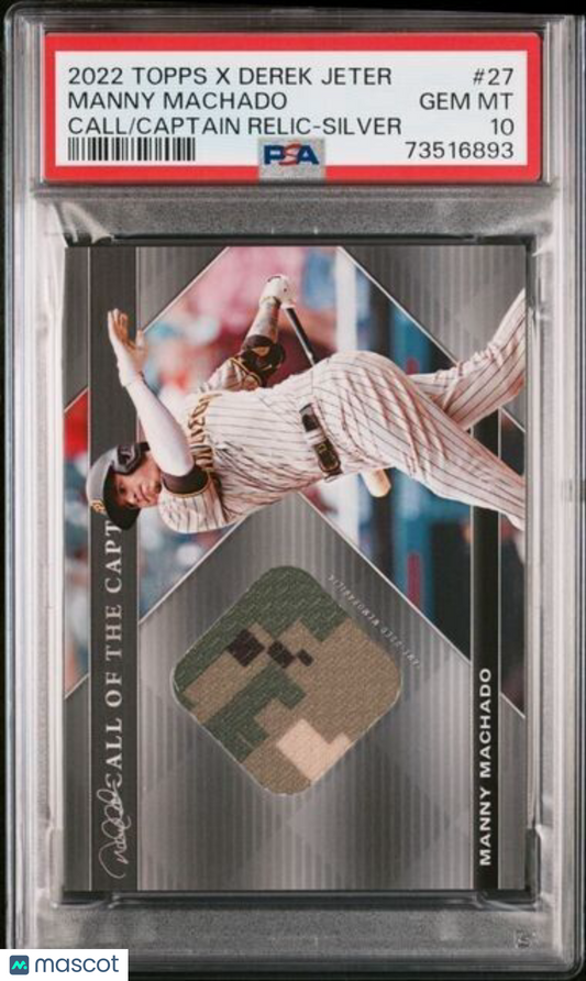 2022 Topps x Derek Jeter Relics Manny Machado SILVER Baseball Card #77 PSA 10 P1