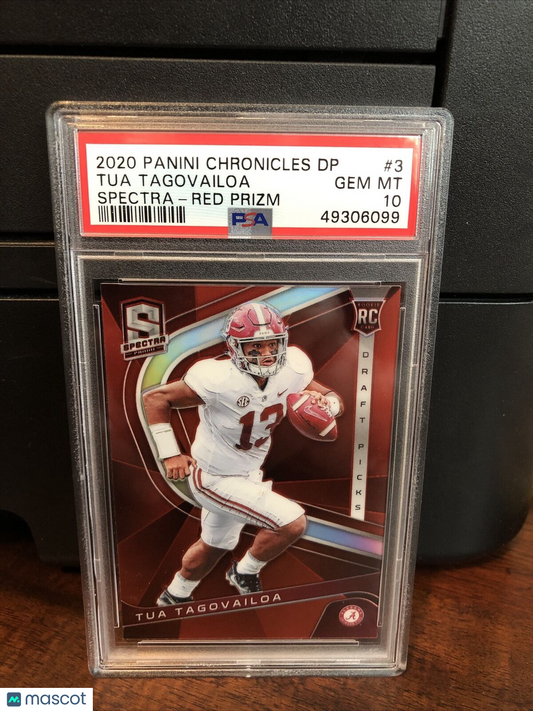 2020 Panini Chronicles Draft Picks Spectra RED Prizm Tua Tagovailoa RC 3 PSA 10