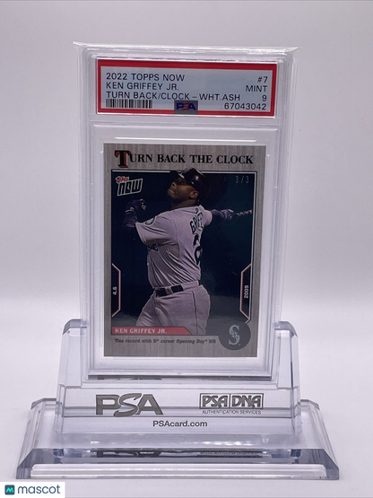 2022 Topps Now Turn Back White Ash 3/3 Ken Griffey Jr. Baseball Card #7 PSA 9