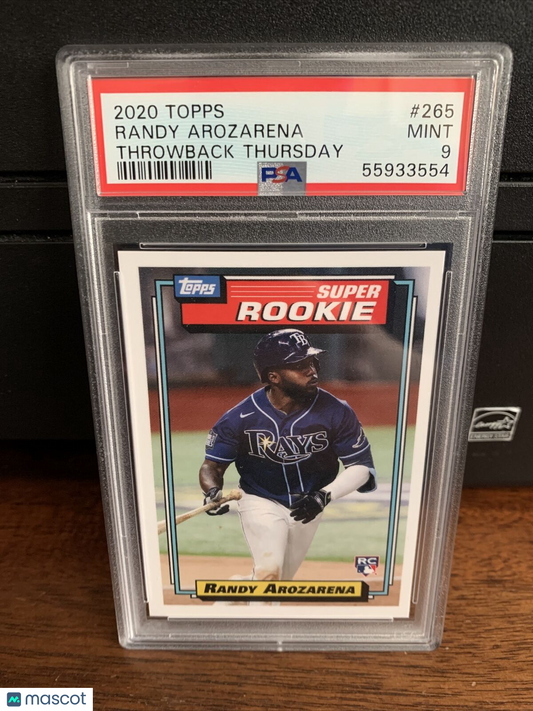 2020 Topps Throwback Thursday Randy Arozarena Rookie Baseball Card #265 PSA 9