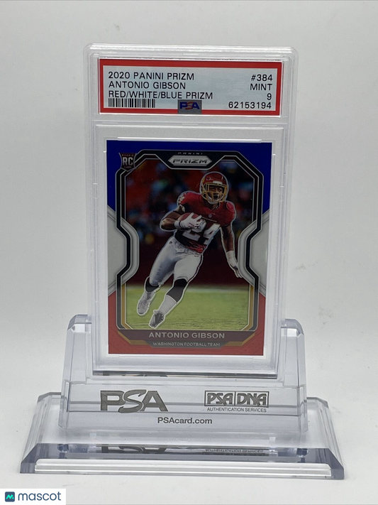 2020 Panini Prizm RED/WHITE/BLUE Prizm Antonio Gibson Rookie Card #384 PSA 9