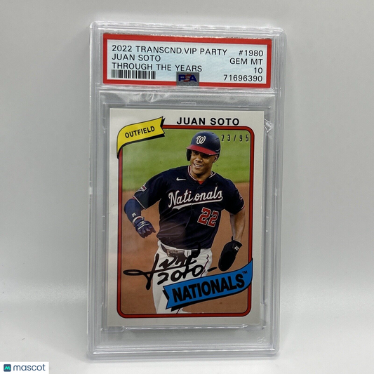2022 Topps Transcendent VIP Party Juan Soto Baseball Card #1980 PSA 10 23/95