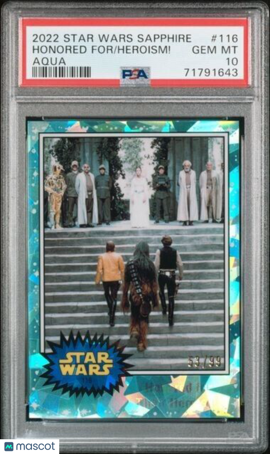 2022 Topps Star Wars Sapphire AQUA Honored for Their Heroism! #116 PSA 10