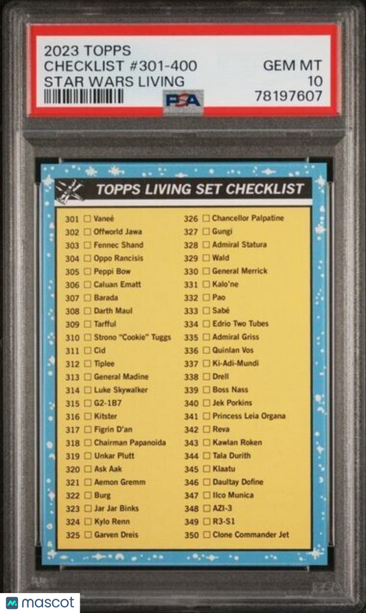 2023 Topps Star Wars Living Set Checklist Card #301-400 PSA 10 Gem Mint