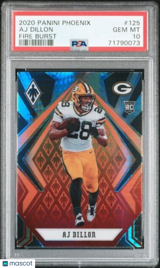 2020 Panini Phoenix Fire Burst AJ Dillon Rookie Football Card #125 PSA 10