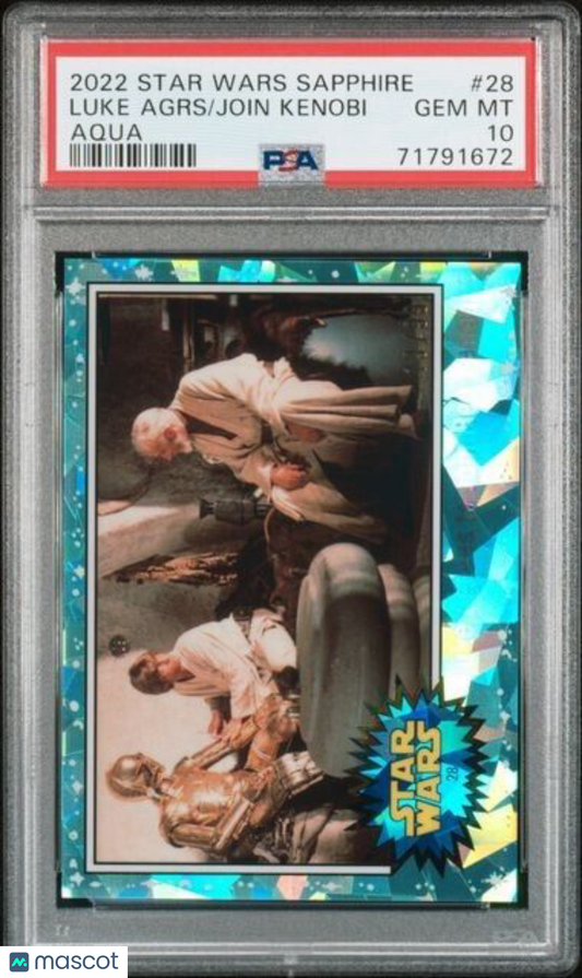 2022 Topps Star Wars Sapphire AQUA Luke Agrees to Join Ben Kenobi #28 PSA 10