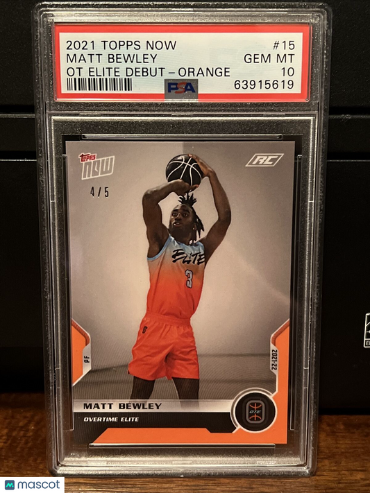 2021 Topps Now OT Elite ORANGE 4/5 Matt Bewley Rookie Card #15 PSA 10 POP 1 !