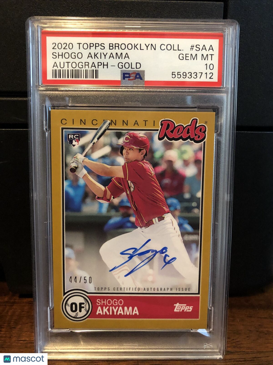 2020 Topps Brooklyn Collection GOLD Shogo Akiyama Autographed Card #SAA PSA 10