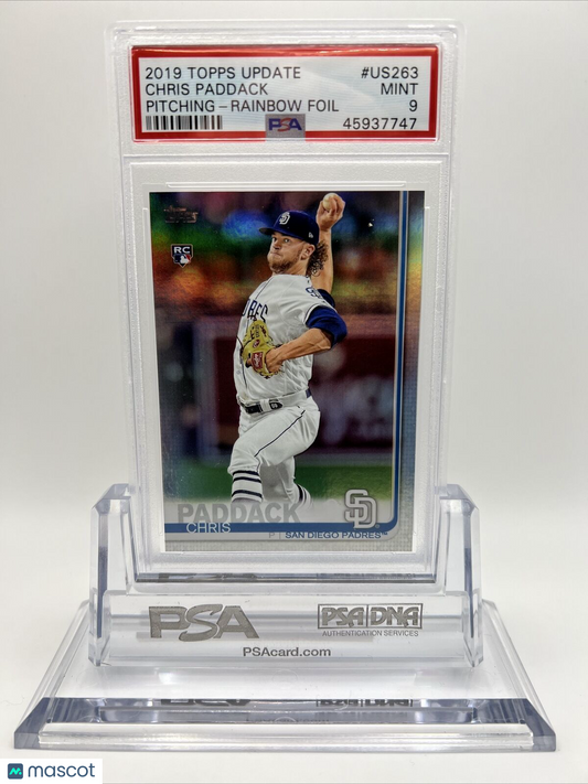 2019 Topps Update Chris Paddack RAINBOW FOIL Rookie Baseball Card #US263 PSA 9