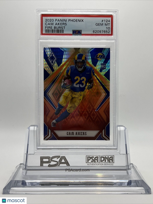 2020 Panini Phoenix Fire Burst Cam Akers Rookie Football Card #124 PSA 10