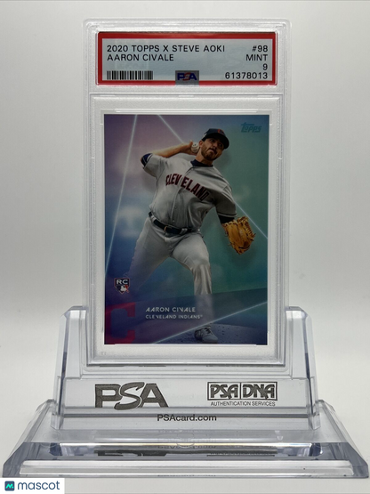 2020 Topps X Steve Aoki Aaron Civale Rookie Baseball Card #98 PSA 9