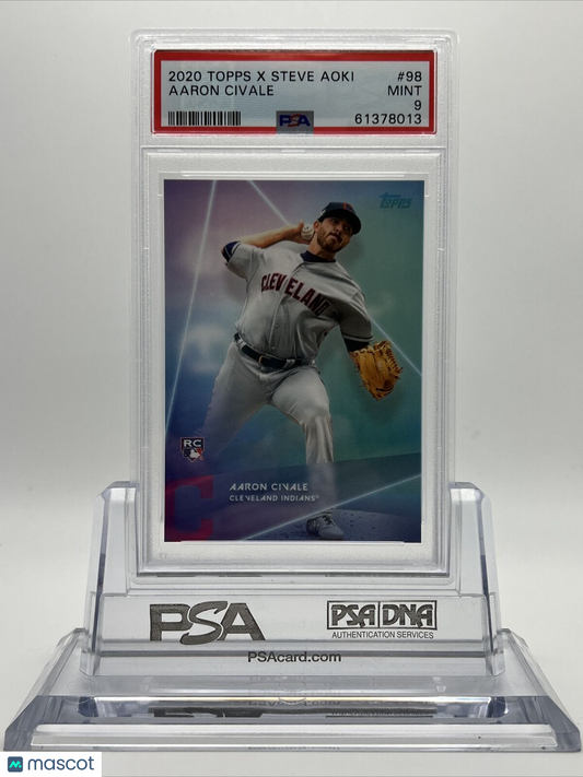2020 Topps X Steve Aoki Aaron Civale Rookie Baseball Card #98 PSA 9