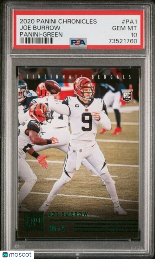 2020 Panini Chronicles PANINI GREEN Joe Burrow Rookie Card #PA1 PSA 10 POP 8
