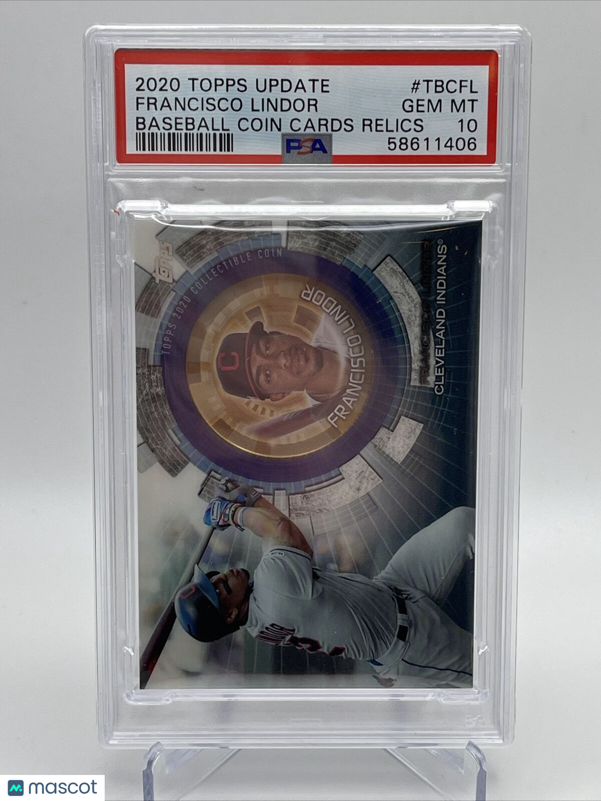 2020 Topps Update Coin Cards Relics Francisco Lindor Baseball Card #TBCFL PSA 10