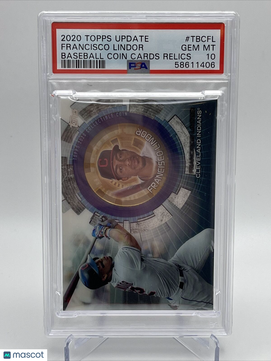 2020 Topps Update Coin Cards Relics Francisco Lindor Baseball Card #TBCFL PSA 10