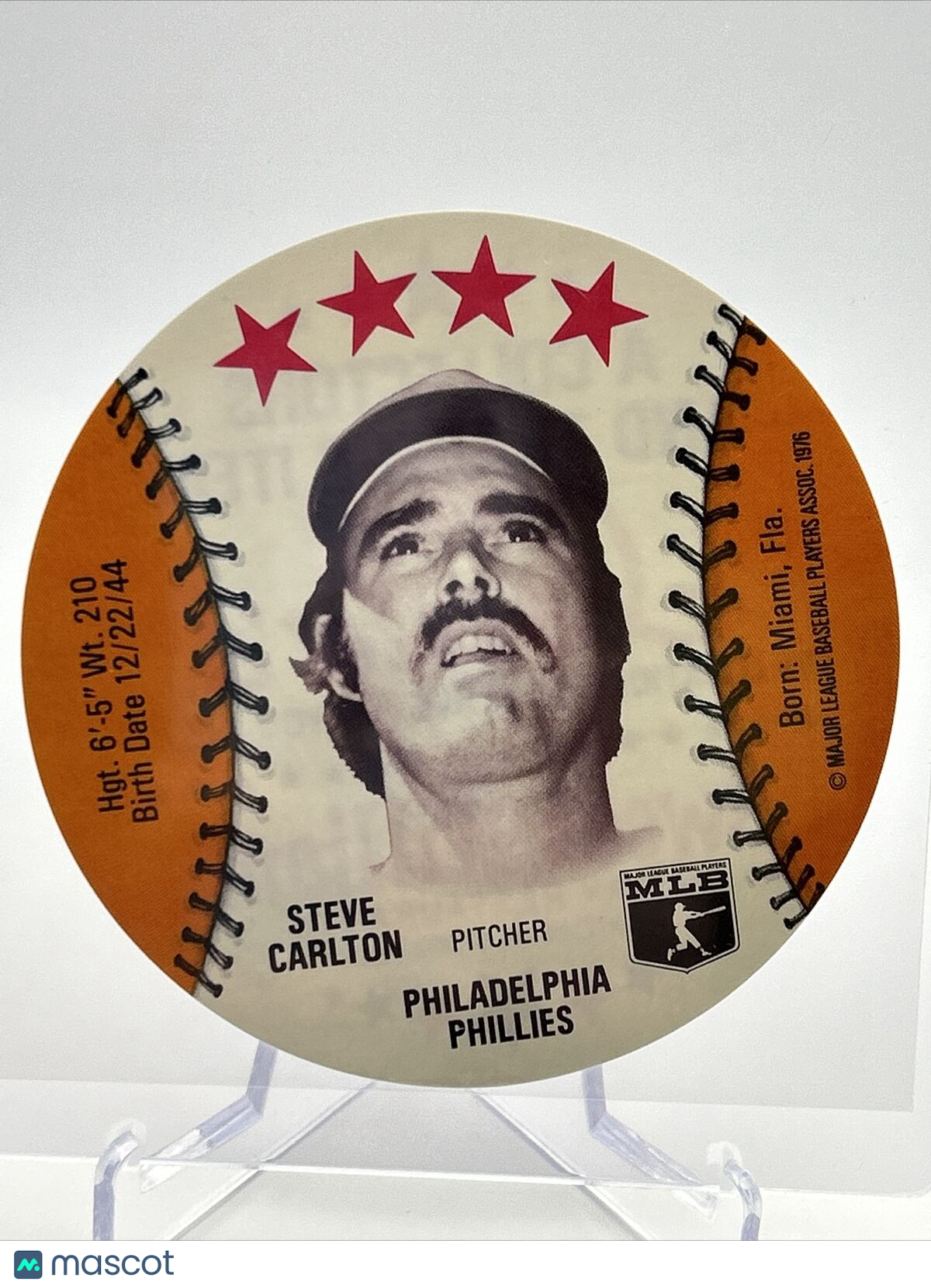 1976 Isaly's Sweet William Disc Steve Carlton Baseball Card NM-MT FREE SHIPPING