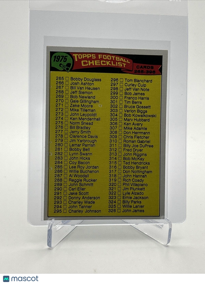 1975 Topps Checklist: 265-396 Football Card #376 NM Quality FREE SHIPPING