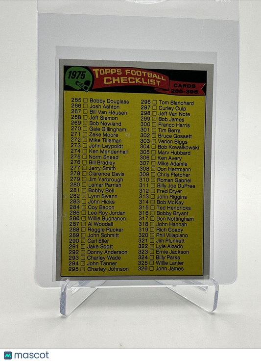 1975 Topps Checklist: 265-396 Football Card #376 NM Quality FREE SHIPPING
