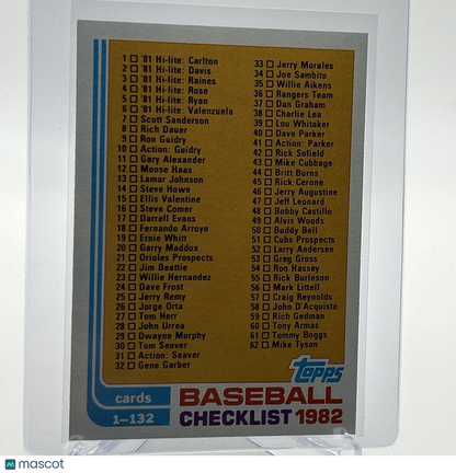 1982 Topps Checklist: 1-132 Baseball Card #129 NM-Mint FREE SHIPPING