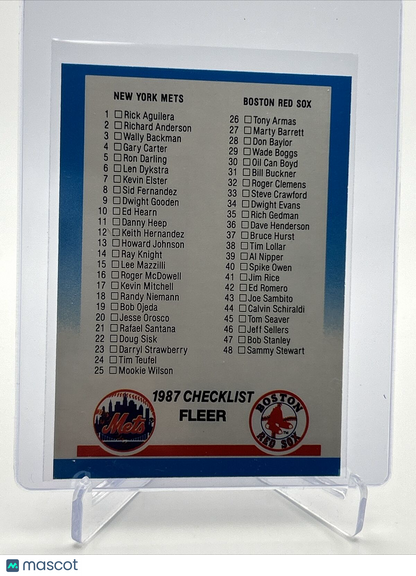 1987 Fleer Checklist: Mets/Red Sox/Astros/Angels Card #654 Mint FREE SHIPPING